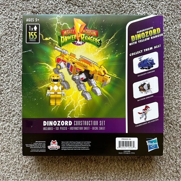 MIGHTY MORPHIN POWER RANGERS SABERTOOTH DINOZORD YELLOW RANGER CONSTRUCTION SET - Picture 2 of 2